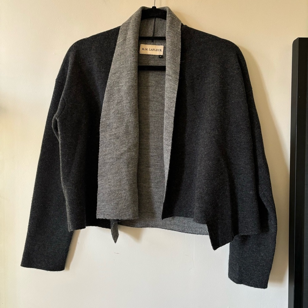 MM LaFleur Campion Cashmere Wool Draped Front Sweater Cardigan Tight Knit Medium